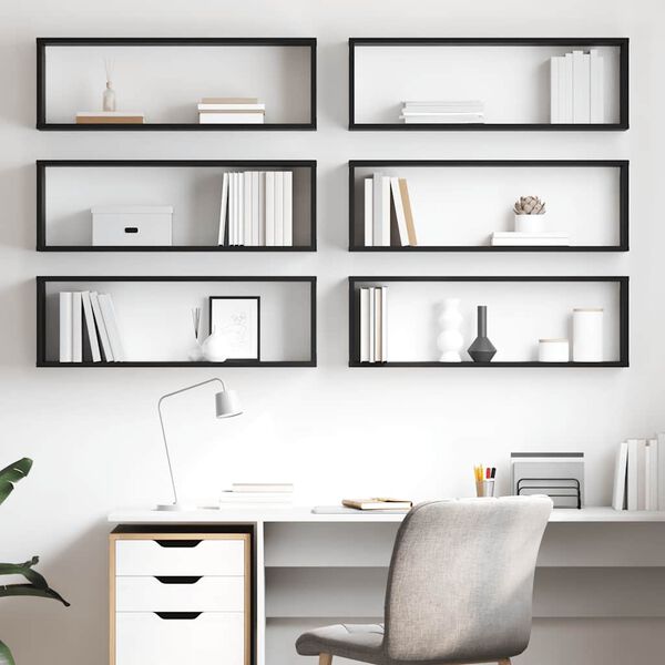 vidaXL V&auml;gghylla kubformad 6 st svart 80x15x26,5 cm konstruerat tr&auml;