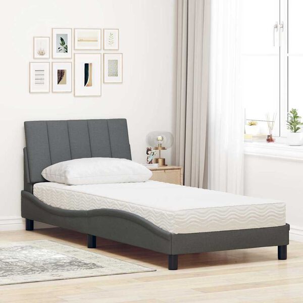 vidaXL Bed with Mattress "Hanko" Dark Grey 80x200 cm Fabric