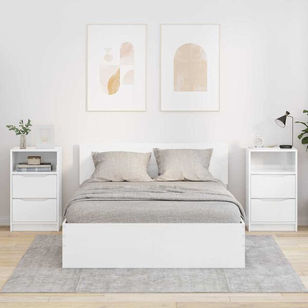 vidaXL S&auml;ngbord 2 pcs H&ouml;gblanka vita 40 x 30 x 467 cm Konstruerat tr&auml;