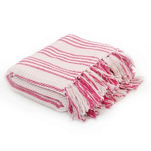 vidaXL Filt bomull r&auml;nder 220x250 cm rosa och vit