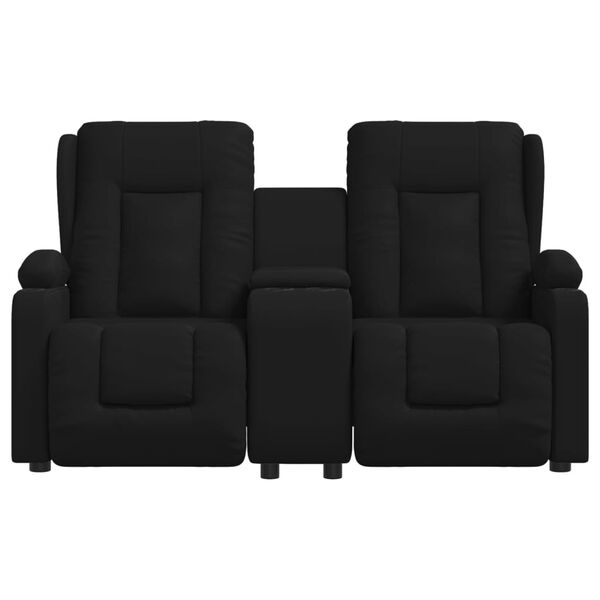 vidaXL Massagef&aring;t&ouml;lj med kopph&aring;llare 2-sits svart konstl&auml;der