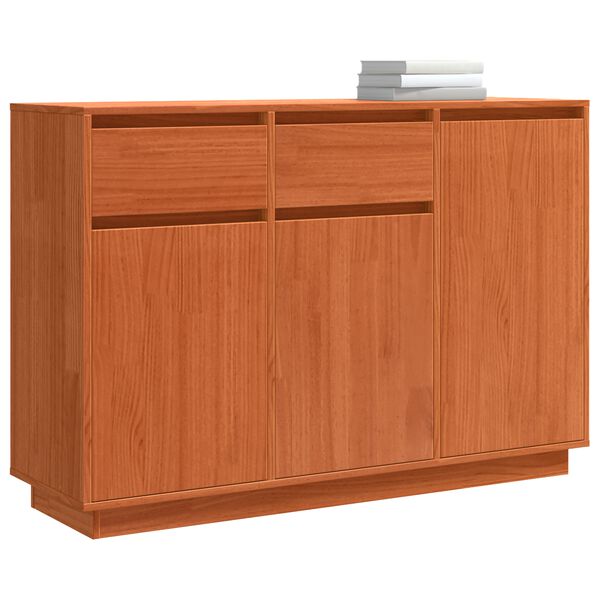 vidaXL Sideboard med l&aring;da Vaxbrun 110 x 34 x 75 cm Massiv furu