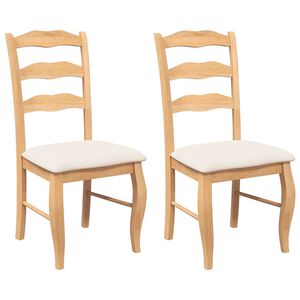 vidaXL Matstolar med kuddar 2 st, naturligt, massivt tr&auml;, gummi