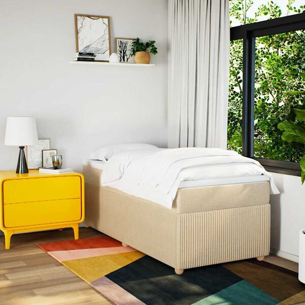 vidaXL Rams&auml;ng med madrass gr&auml;ddvit 90x190 cm tyg