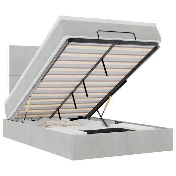 vidaXL Ottoman s&auml;ngram med madrasser ljusgr&aring; 120x190 cm sammet