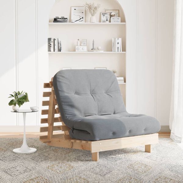 vidaXL Futonb&auml;ddsoffa med madrass 80x206x11 cm massiv furu