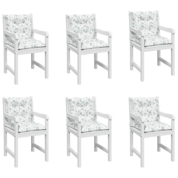 vidaXL Stolsdynor f&ouml;r stolar med l&aring;g rygg 6 st bladm&ouml;nster tyg