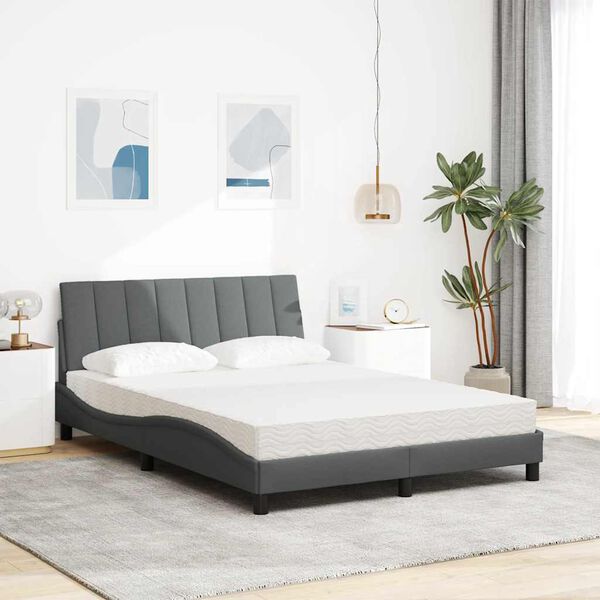 vidaXL Bed with Mattress "Hanko" Dark Grey 140x200 cm Fabric