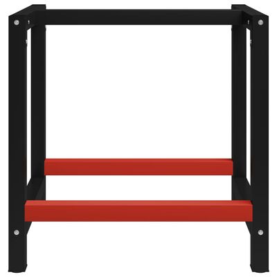 vidaXL Ram till arbetsbänk metall 80x57x79 cm svart och röd