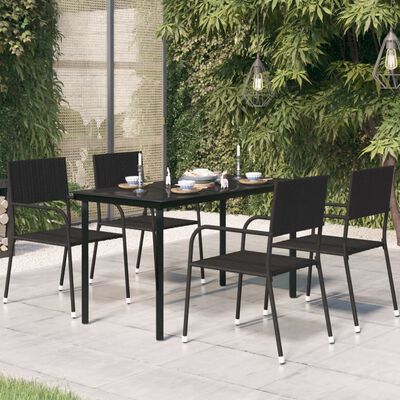 vidaXL Trädgårdsbord svart 140x70x74 cm stål och glas