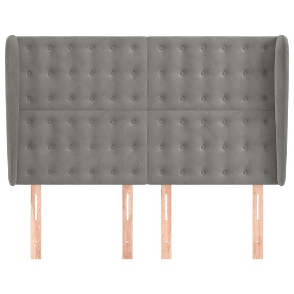 vidaXL S&auml;nggavel med kanter ljusgr&aring; 147x23x118/128 cm sammet