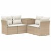 vidaXL Soffset 5 st Beige och kr&auml;mvit Poly Rattan och st&aring;l