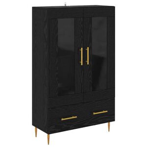 vidaXL Sk&aring;p Svart Ek 69,5 x 31 x 115 cm Konstruerat tr&auml; och glas