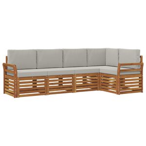 vidaXL Sektionsoffgrupp 5 pcs Naturlig och Ljus Gr&aring; Massivt Akaciatr&auml;
