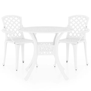vidaXL Caf&eacute;set 3 delar gjuten aluminium vit
