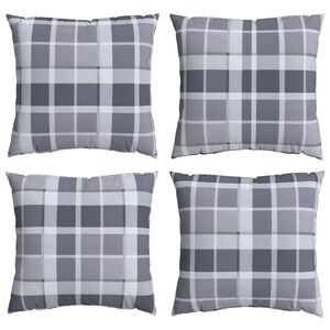 vidaXL Utomhuskudde Rutig 4 pcs Gr&aring; rutigt 50 x 50 cm Tyg