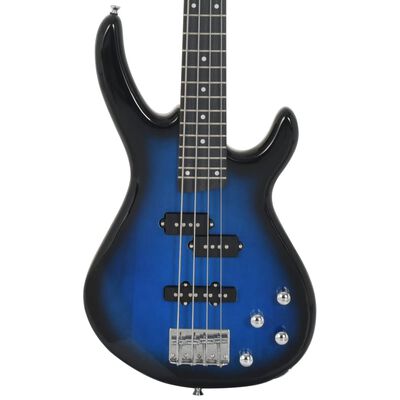 vidaXL Elektrisk basgitarr för nybörjare med väska blå&svart 4/4 46"