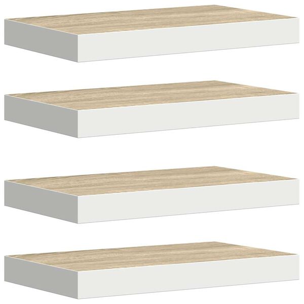 vidaXL Sv&auml;vande v&auml;gghyllor 4 st ek och vit 50x23x3,8 cm MDF