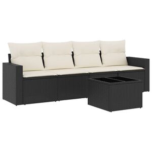 vidaXL Loungegrupp f&ouml;r tr&auml;dg&aring;rden med dynor 5 delar svart konstrotting