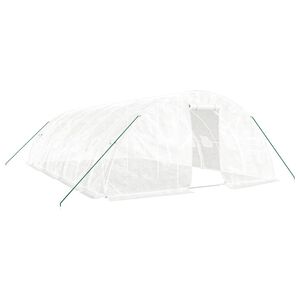 vidaXL V&auml;xthus med st&aring;lram vit 40 m&sup2; 8x5x2,3 m