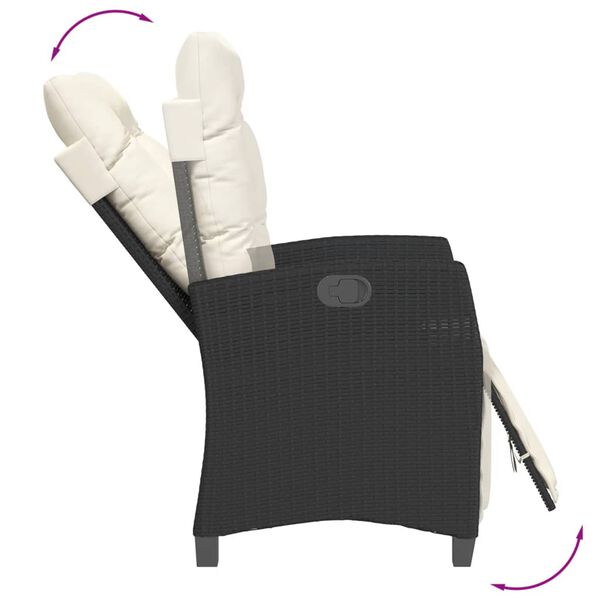 vidaXL Matgrupp f&ouml;r tr&auml;dg&aring;rden med dynor 5 delar svart konstrottning