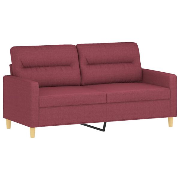 vidaXL 2-sits soffa med prydnadskuddar vinröd 140 cm tyg