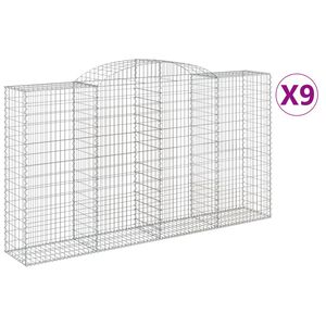 vidaXL Gabioner b&aring;gformade 9 st 300x50x160/180 cm galvaniserat j&auml;rn