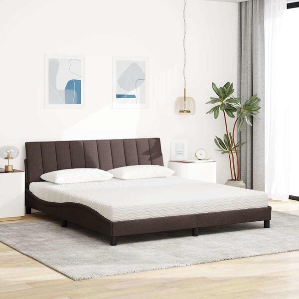 vidaXL Bed with Mattress "Hanko" Dark Brown 180x200 cm Fabric