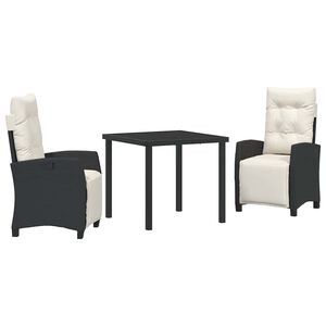 vidaXL Tr&auml;dg&aring;rdsm&ouml;belset med kudde 3 pcs Svart konstrotting