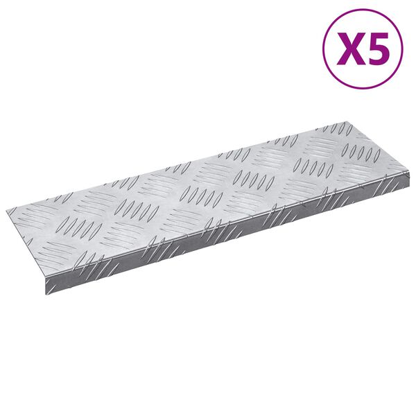 vidaXL Trappsteg Rektangul&auml;r 5 pcs Silver 60 x 18 cm Aluminium