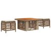 vidaXL Tr&auml;dg&aring;rdsm&ouml;belset 3 pcs Beige och gr&auml;ddf&auml;rgad konstrotting