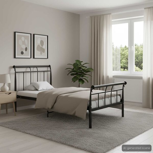 vidaXL S&auml;ngram svart metall 100x200 cm