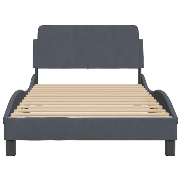 vidaXL Bed Frame "Dover" Dark Grey 100x203 cm Velvet