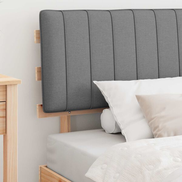 vidaXL S&auml;ngram med Kl&auml;dd Huvudgavel Ljusgr&aring; 100 x 200 cm Massiv furu