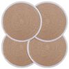 vidaXL Jute Placemats 4 pcs Naturlig och vit &Oslash; 30 cm 100% Tossa Jute
