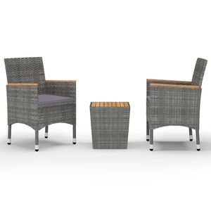 vidaXL Caf&eacute;set 3 delar konstrotting och akaciatr&auml; gr&aring;