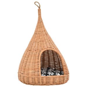 vidaXL Kattkoja med dyna 40x60 cm naturlig pil tipi