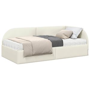 vidaXL H&ouml;rn S&auml;ngram med Madrass 2 st Kr&auml;m 80 x 200 cm Sammet