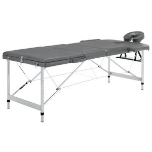 vidaXL Massageb&auml;nk med 3 zoner aluminiumram antracit 186x68 cm
