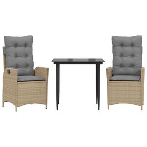 vidaXL Matgrupp f&ouml;r tr&auml;dg&aring;rden med dynor 5 delar beige konstrotting