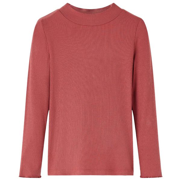 T-shirt med l&aring;nga &auml;rmar f&ouml;r barn polokrage ljusr&ouml;d 128