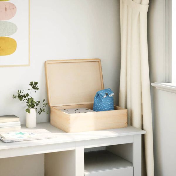vidaXL Trälåda med lock 40x30x13 cm massiv furu