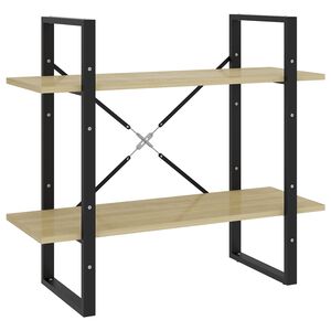 vidaXL Bokhylla 2 hyllor sonoma-ek 80x30x70 cm konstruerat tr&auml;