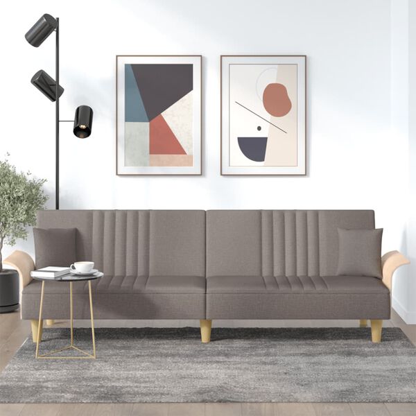 vidaXL B&auml;ddsoffa med armst&ouml;d taupe tyg