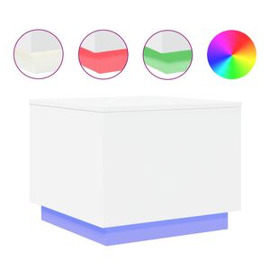 vidaXL Soffbord med LED vit 50x50x40 cm