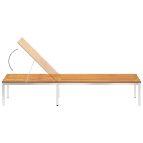 vidaXL Sols&auml;ng med dyna massivt akaciatr&auml; och rostfritt st&aring;l