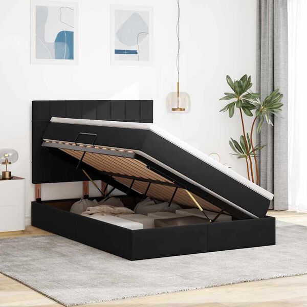 vidaXL F&ouml;rvaringss&auml;ng med madrass Svart 140 x 200 cm Sammet