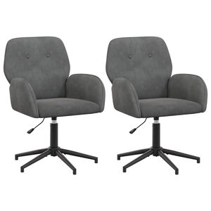 vidaXL Sv&auml;ngbara skrivbordsstolar 2 st 54 x 55 x 90 cm M&ouml;rkgr&aring; Sammet