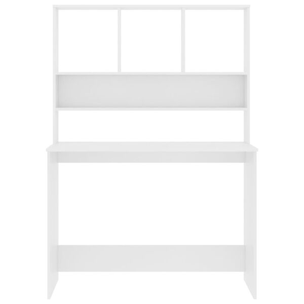 vidaXL Skrivbord med hyllor vit 110x45x157 cm konstruerat trä