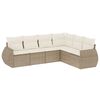 vidaXL Soffgrupp f&ouml;r tr&auml;dg&aring;rden med dynor 6 delar beige konstrotting